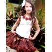 White Tank Tops with Brown Rosettes T03 